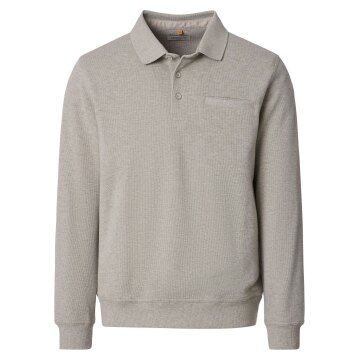 REDMOND Casual Herren Polo Strick Pullover Langarm Comfort Beige
