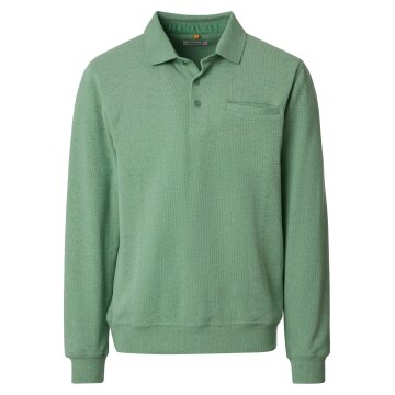 REDMOND Casual Herren Polo Strick Pullover Langarm Comfort Grün