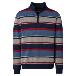 REDMOND Casual Herren Stricktroyer Langarm Marine gestreift