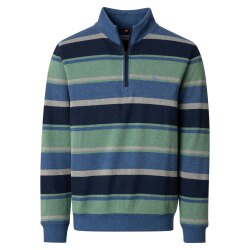 REDMOND Casual Herren Stricktroyer Langarm Blau gestreift