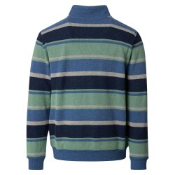 REDMOND Casual Herren Stricktroyer Langarm Blau gestreift