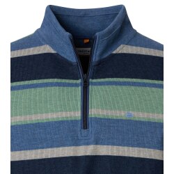 REDMOND Casual Herren Stricktroyer Langarm Blau gestreift