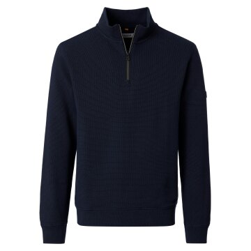 REDMOND Casual Herren Troyer Langarm Comfort Struktur Marine