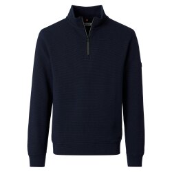 REDMOND Casual Herren Troyer Langarm Comfort Struktur Marine