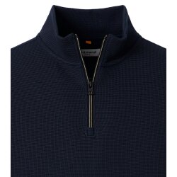 REDMOND Casual Herren Troyer Langarm Comfort Struktur Marine
