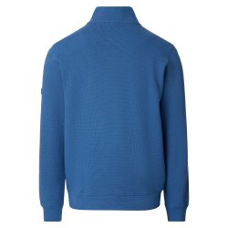 REDMOND Casual Herren Troyer Langarm Comfort Struktur Blau