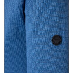 REDMOND Casual Herren Troyer Langarm Comfort Struktur Blau