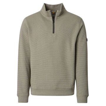 REDMOND Casual Herren Troyer Langarm Comfort Struktur Beige