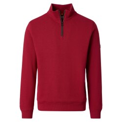 REDMOND Casual Herren Troyer Langarm Comfort Struktur Rot
