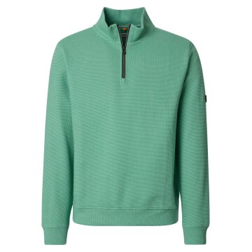 REDMOND Casual Herren Troyer Langarm Comfort Struktur Grün