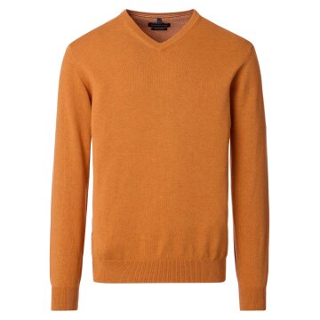 CASAMODA Herren Pullover V-Neck Regular Pima-Baumwolle Orange