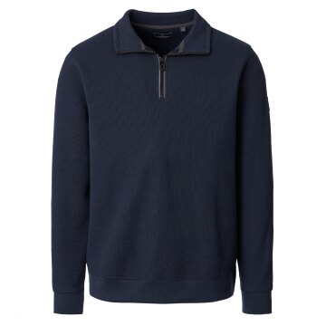 CASAMODA Herren Sweat-Troyer Zipper Regular Baumwollmix Marine