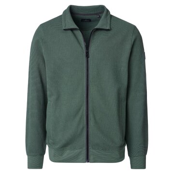 CASAMODA Herren Sweatjacke Stehkragen Zipper Baumwollmix Grün