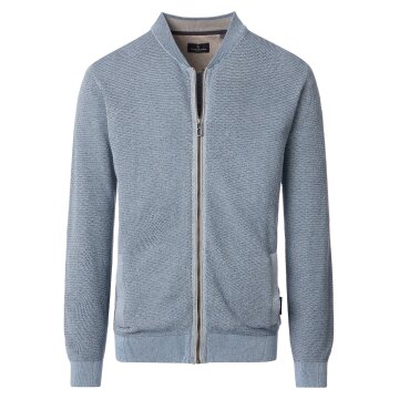CASAMODA Herren Strickjacke Collegekragen Zipper Hellblau