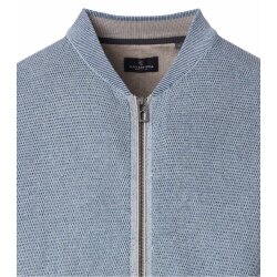 CASAMODA Herren Strickjacke Collegekragen Zipper Hellblau