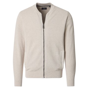 CASAMODA Herren Strickjacke Collegekragen Zipper Regular Weiß
