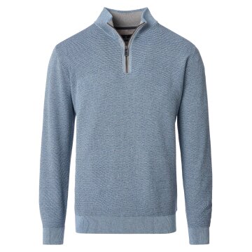 CASAMODA Herren Strick-Troyer Zipper Regular Baumwolle Hellblau