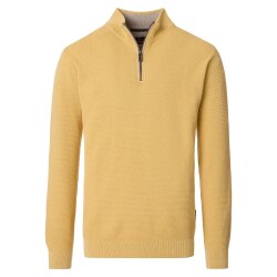 CASAMODA Herren Strick-Troyer Zipper Regular Baumwolle Gelb