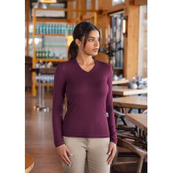 KARLOWSKY Damen Shirt CASUAL-FLAIR V-Neck Modern Aubergine