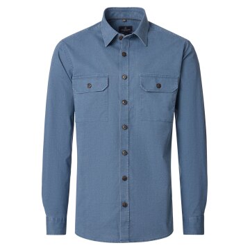 CASAMODA Hemdjacke Langarm Casual Baumwollmix Self-Shade Blau