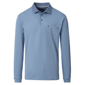 CASAMODA Herren Poloshirt Langarm Regular Piqué Hellblau