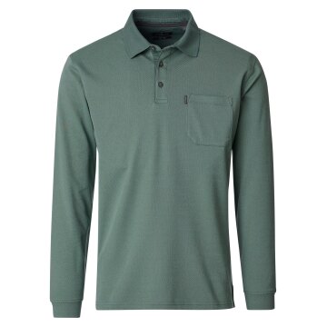 CASAMODA Herren Poloshirt Langarm Regular Piqué Grün