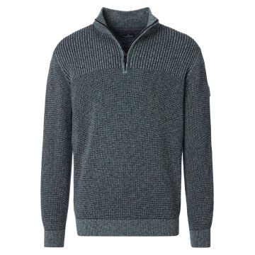 CASAMODA Herren Strick-Troyer Zipper Regular Baumwolle Grün
