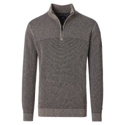 CASAMODA Herren Strick-Troyer Zipper Regular Baumwolle Braun