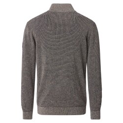 CASAMODA Herren Strick-Troyer Zipper Regular Baumwolle Braun