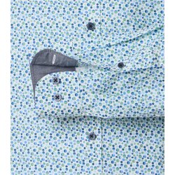 CASAMODA Herren Freizeithemd Button-Down Comfort Grün gepunktet