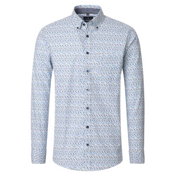 CASAMODA Herren Freizeithemd Button-Down Comfort Beige gepunktet