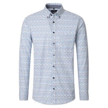 CASAMODA Herren Freizeithemd Button-Down Casual Beige gepunktet