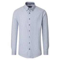 CASAMODA Herren Freizeithemd Button-Down Casual Blau Muster