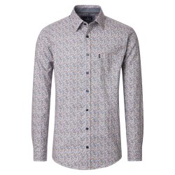 CASAMODA Herren Freizeithemd Langarm Kent Casual Blau Muster