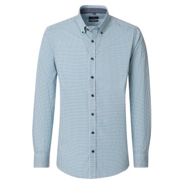 CASAMODA Herren Freizeithemd Button-Down Casual Blau Muster