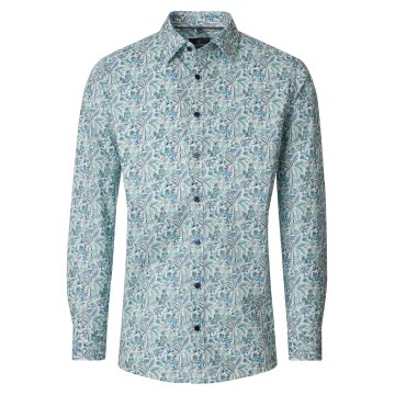 CASAMODA Herren Freizeithemd Langarm Kent Casual Grün Muster