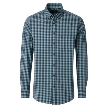 CASAMODA Herren Freizeithemd Langarm Button-Down Casual Grün Karo