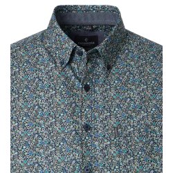 CASAMODA Herren Freizeithemd Button-Down Casual Blau Muster