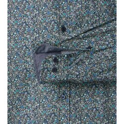 CASAMODA Herren Freizeithemd Button-Down Casual Blau Muster
