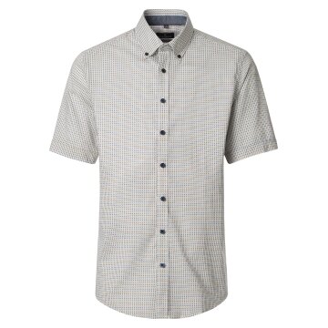 CASAMODA Herren Freizeithemd Button-Down Casual Blau Muster