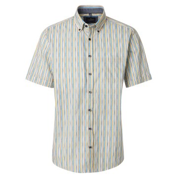 CASAMODA Herren Freizeithemd Button-Down Casual Gelb Streifen