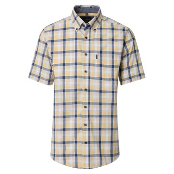 CASAMODA Herren Freizeithemd Kurzarm Button-Down Casual Gelb Karo