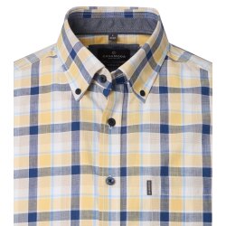 CASAMODA Herren Freizeithemd Kurzarm Button-Down Casual Gelb Karo