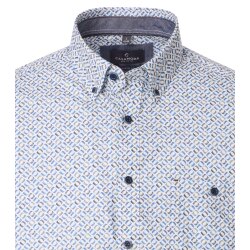 CASAMODA Herren Freizeithemd Lang Button-Down Casual Blau Muster