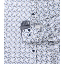CASAMODA Herren Freizeithemd Lang Button-Down Casual Blau Muster