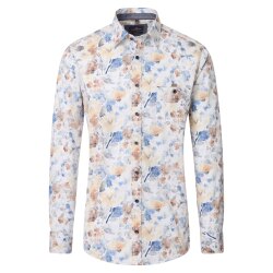 CASAMODA Herren Freizeithemd Langarm Kent Casual Blau Muster
