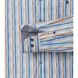 CASAMODA Herren Freizeithemd Button-Down Casual Beige Streifen