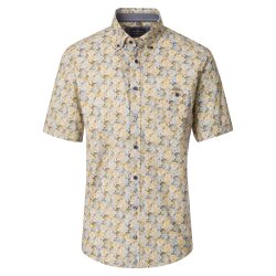 CASAMODA Herren Freizeithemd Kurz Button-Down Casual Gelb...