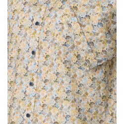 CASAMODA Herren Freizeithemd Kurz Button-Down Casual Gelb Muster