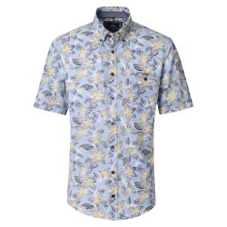 CASAMODA Herren Freizeithemd Kurz Button-Down Casual Blau...